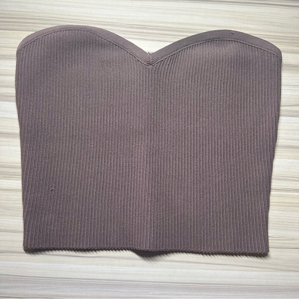Aritzia Babaton Sculpt Knit Sweetheart Tube Top in Deep Taupe